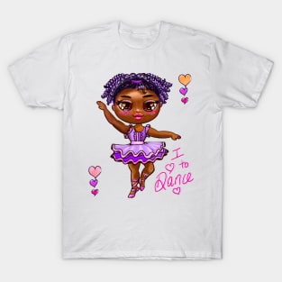 Ballet - African American girl dancing in purple tutu #1 - I love to dance T-Shirt